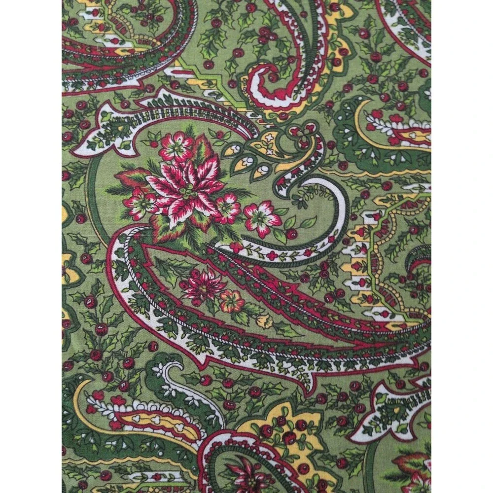 April Cornell Xmas Tree Tablecloth Batik Block Print  60x82  Paisley 100% Cotton